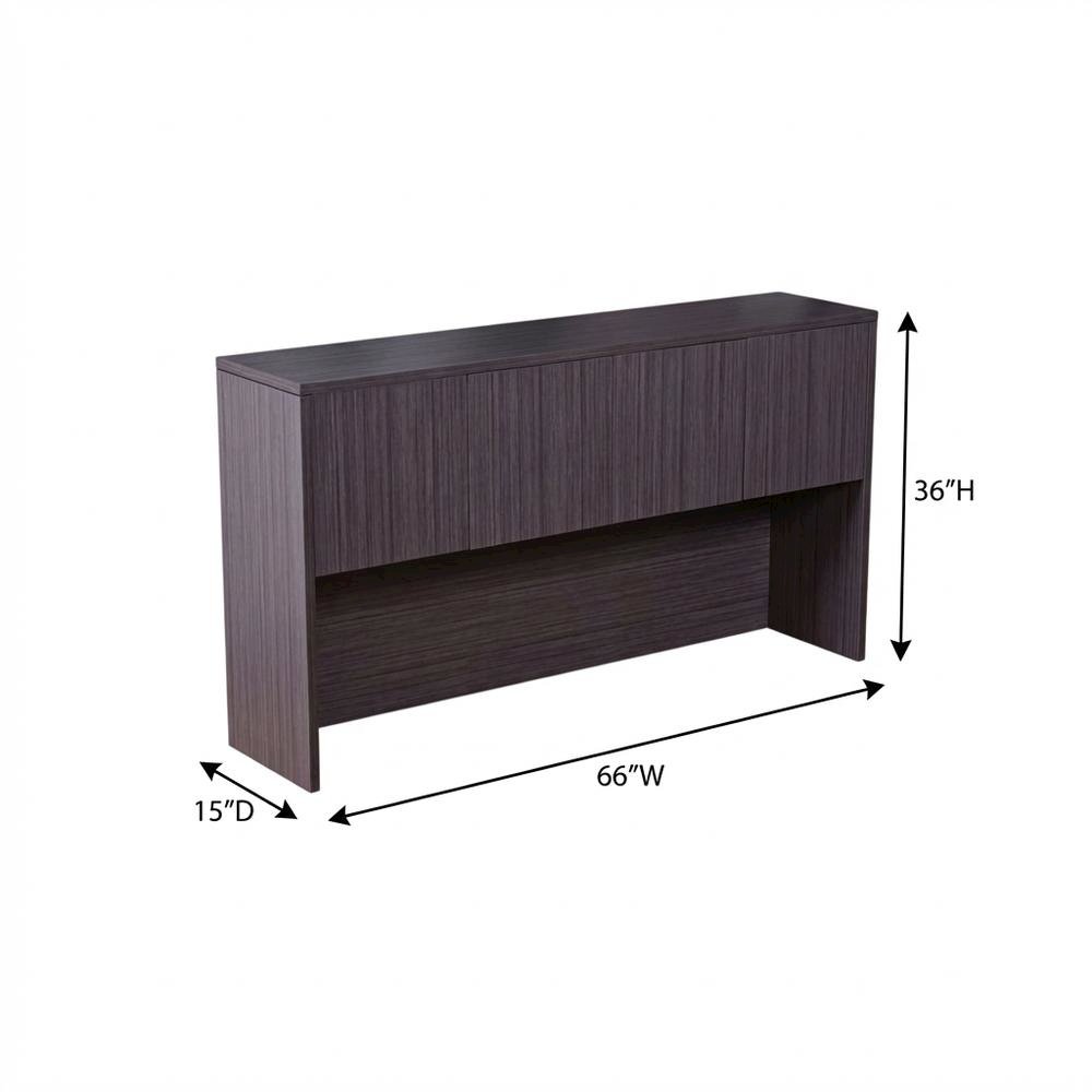 66-Inch Driftwood Hutch with Four Doors and Storage Space