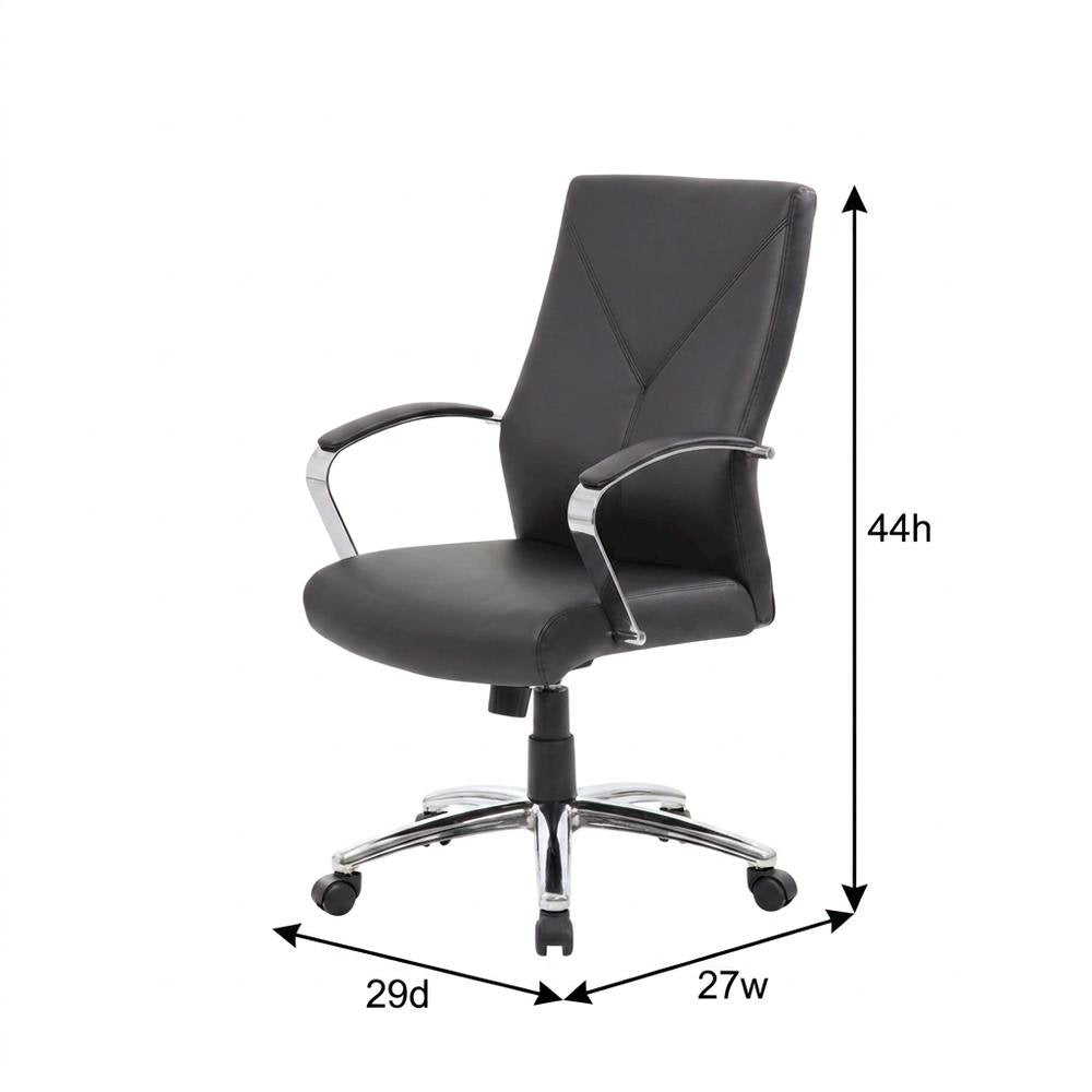 LeatherPlus High-Back Executive Office Chair with Adjustable Arms, Chrome Base