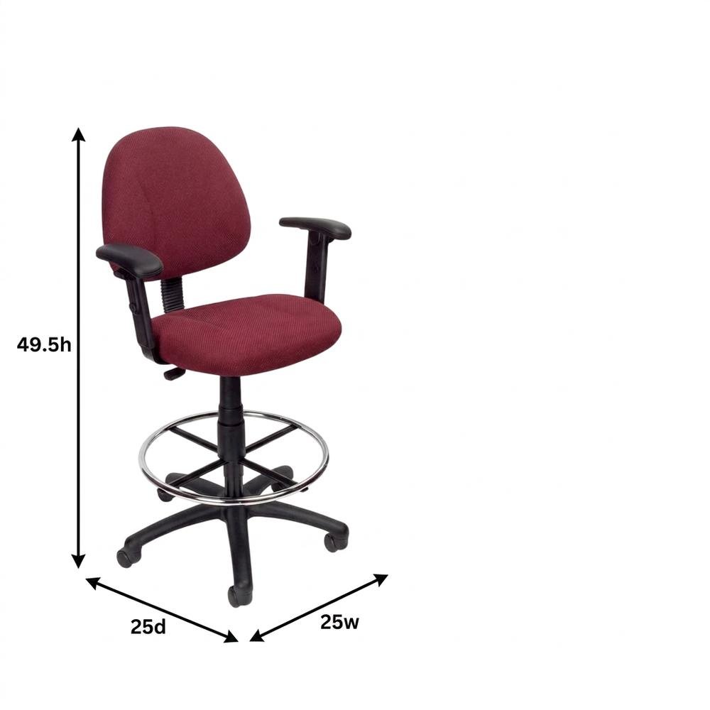 Tweed Drafting Stool with Footring, Adjustable Arms, and Ergonomic Seat
