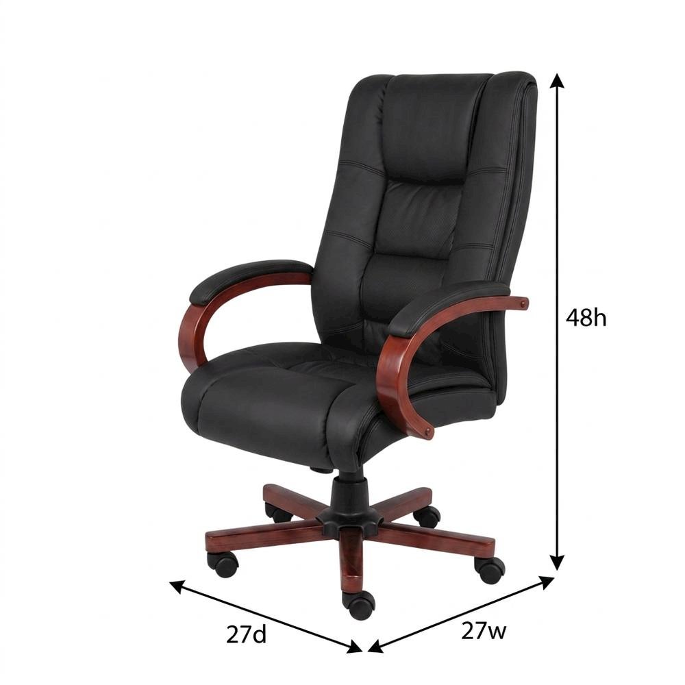 CaressoftPlus High-Back Executive Chair with Cherry Wood Base and Arms
