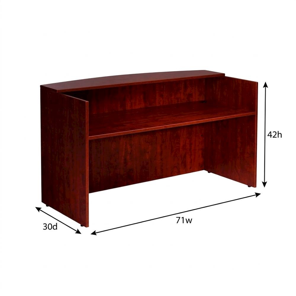 Mahogany Wood Reception Desk with Raised Panel Counter for Office with Storage