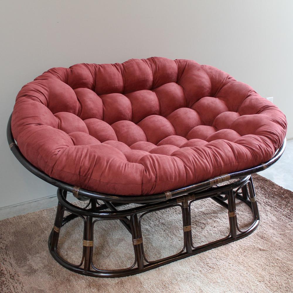 Rattan Double Papasan Chair with Microsuede Cushion