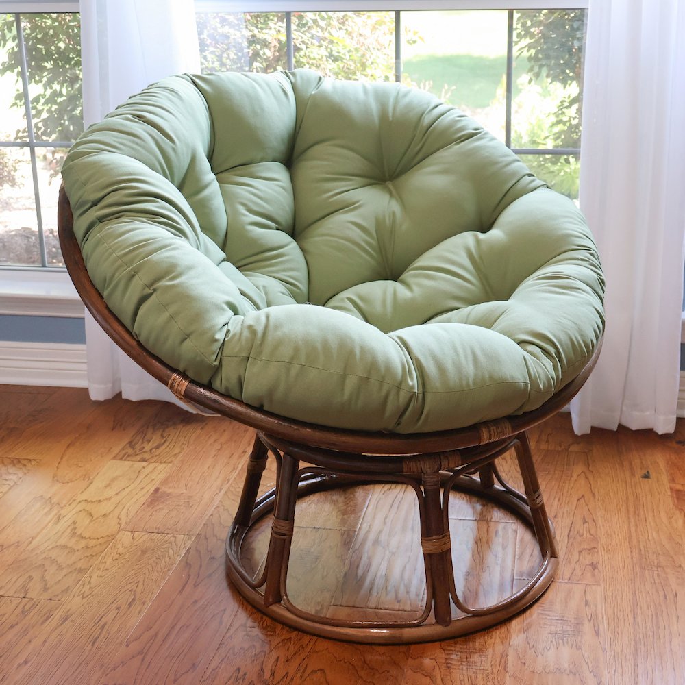 42-Inch Rattan Papasan Chair with Solid Twill Cushion