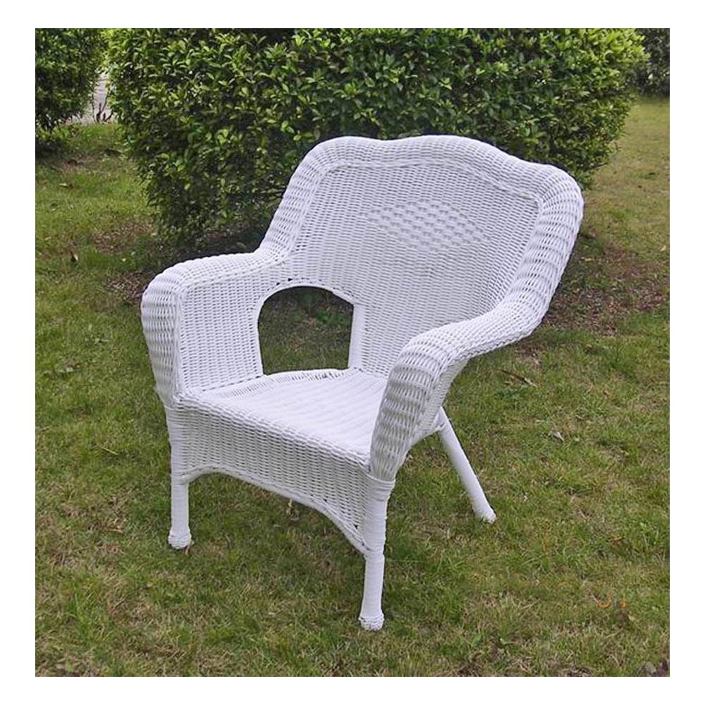 Camelback Resin Wicker Patio Chairs, White (Set of 2)