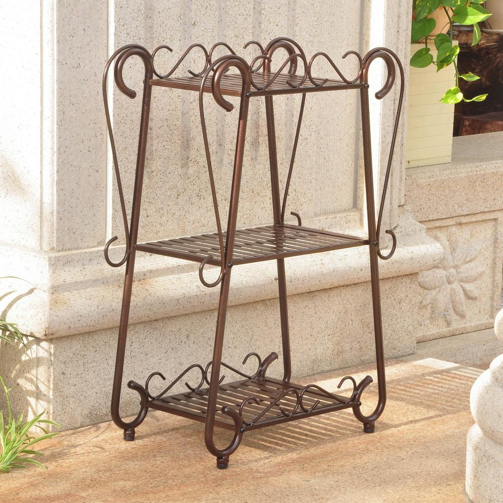 Santa Fe Iron Nailhead 3-Tier Plant/Utility Shelf