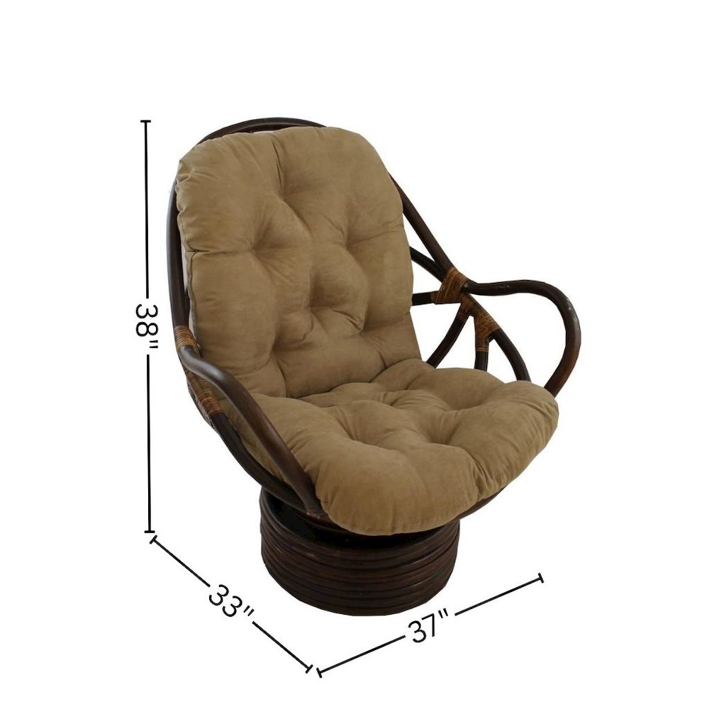 Swivel Rocker, Brown Rattan and Java Micro Suede Cushion, Smooth Glider