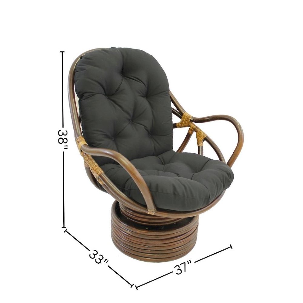 Swivel Rocker, Brown Rattan and Black Twill Cushion, Smooth Glider, Outdoor
