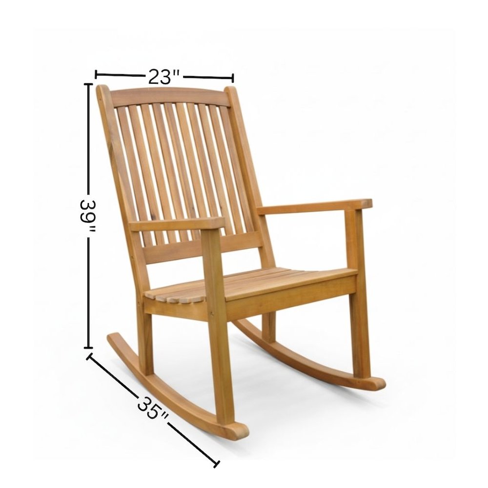 Large Rocking Chair, Solid Acacia Wood, Contoured Seat, Durable Outdoor