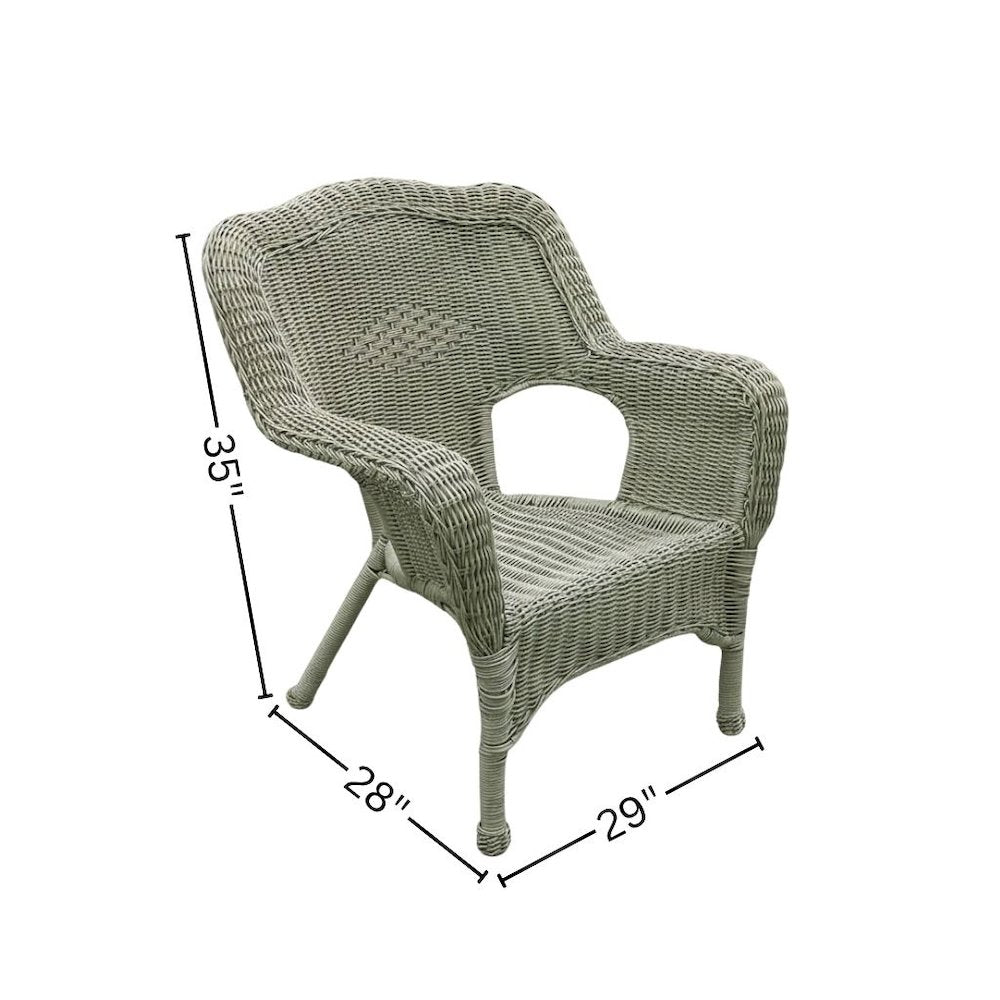 Patio Chair, Moss Wicker, Stackable, Steel Frame and Camelback Design