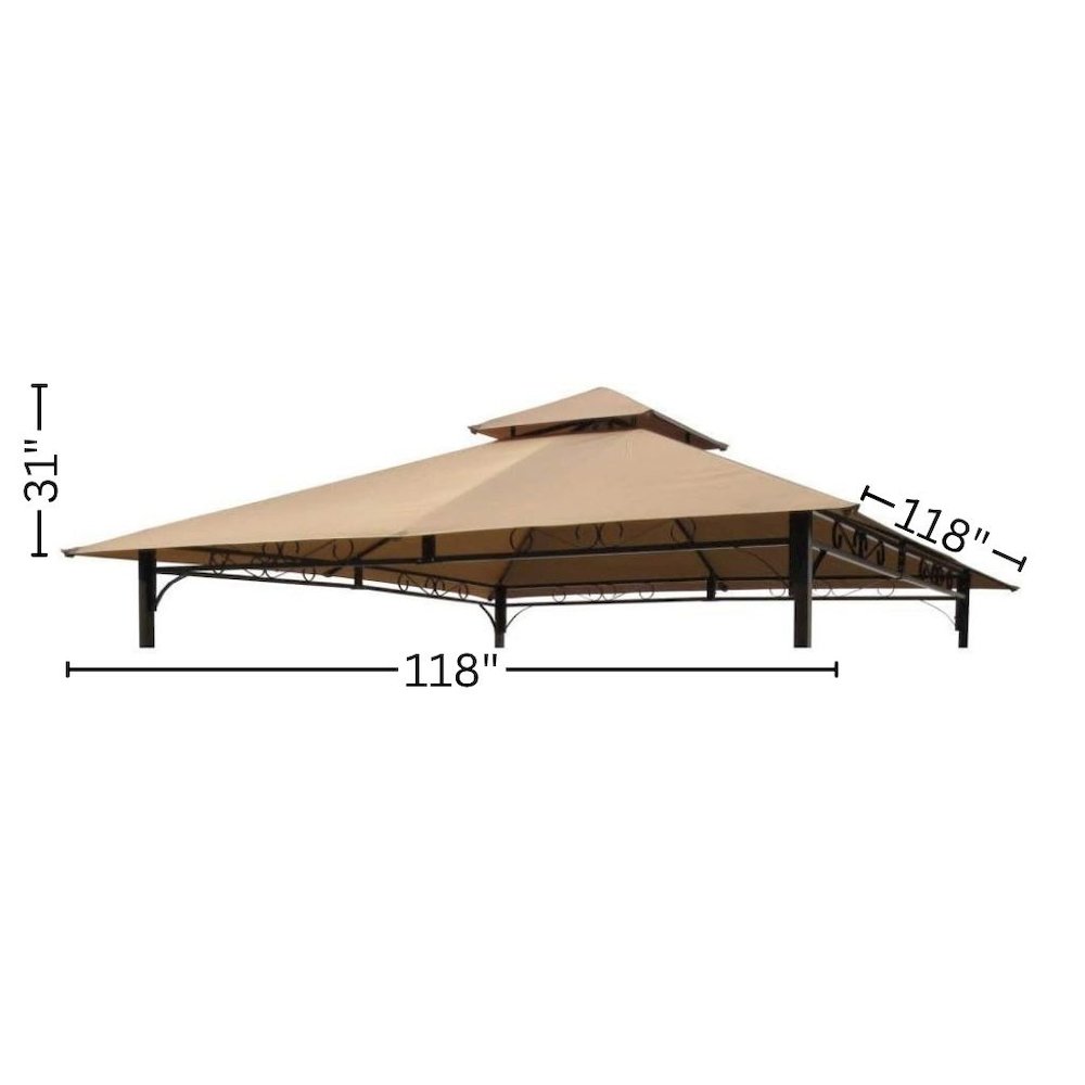 Replacement Canopy, Khaki Polyester Fabric, 10 ft. Vented Gazebo Top