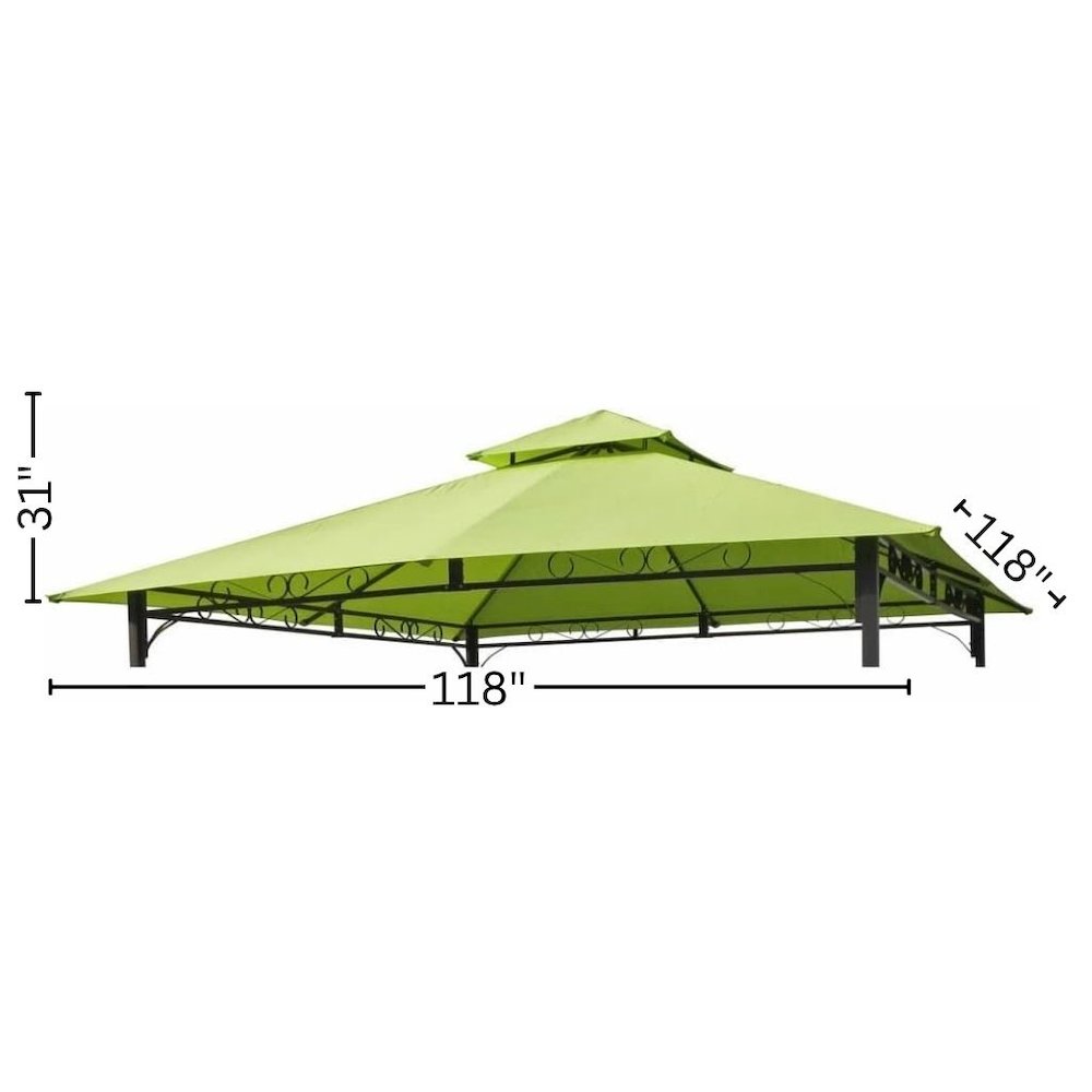 Replacement Canopy, Green Polyester Fabric, 10 ft. Vented Gazebo Top