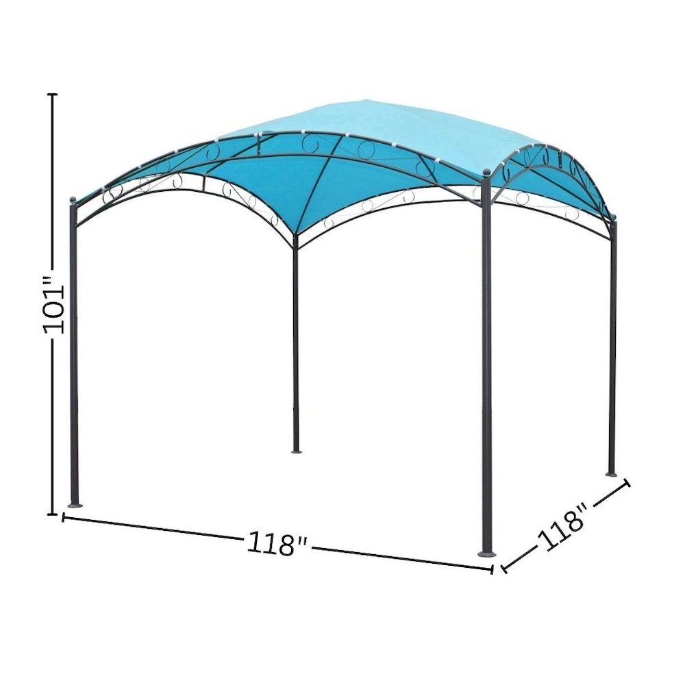 Square Gazebo, 10 Ft Dome Top with Steel Frame, Aqua Blue Canopy