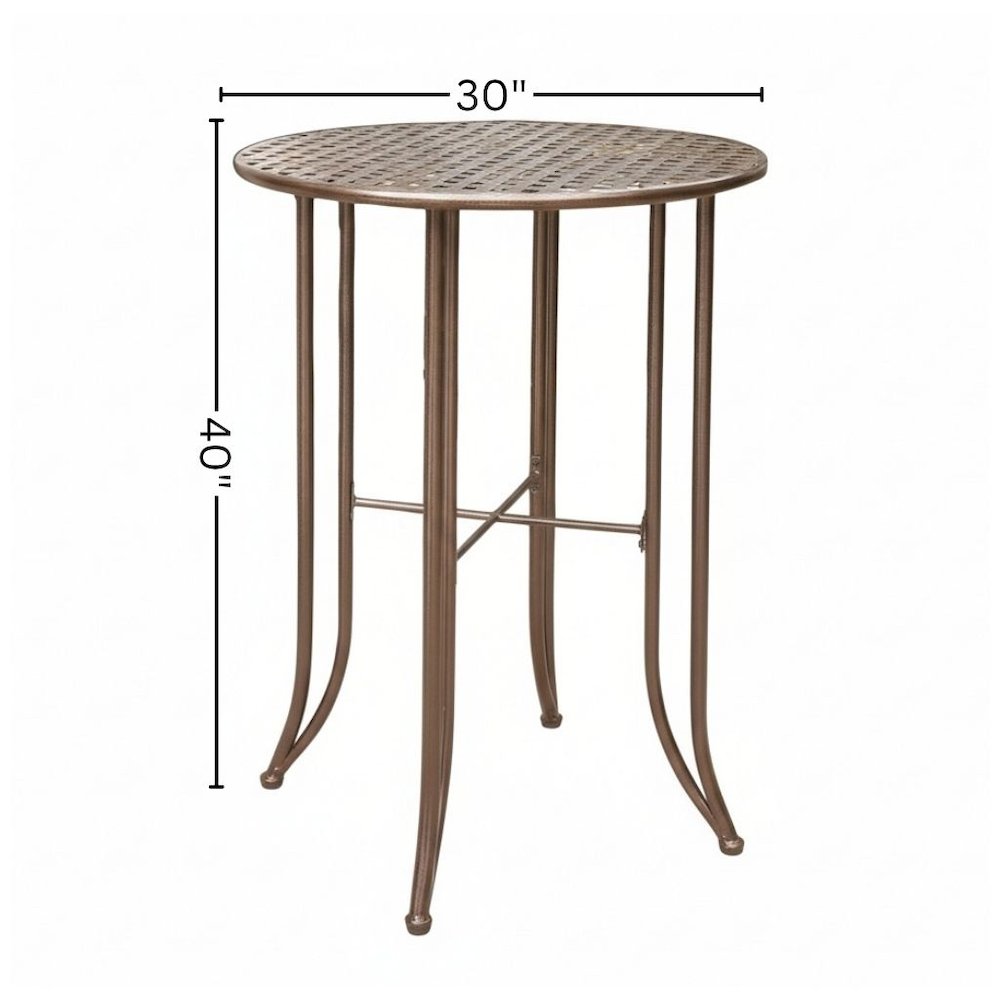 Bar Height Round Table, Bronze Iron with Intricate Detail, Durable Outdoor Patio