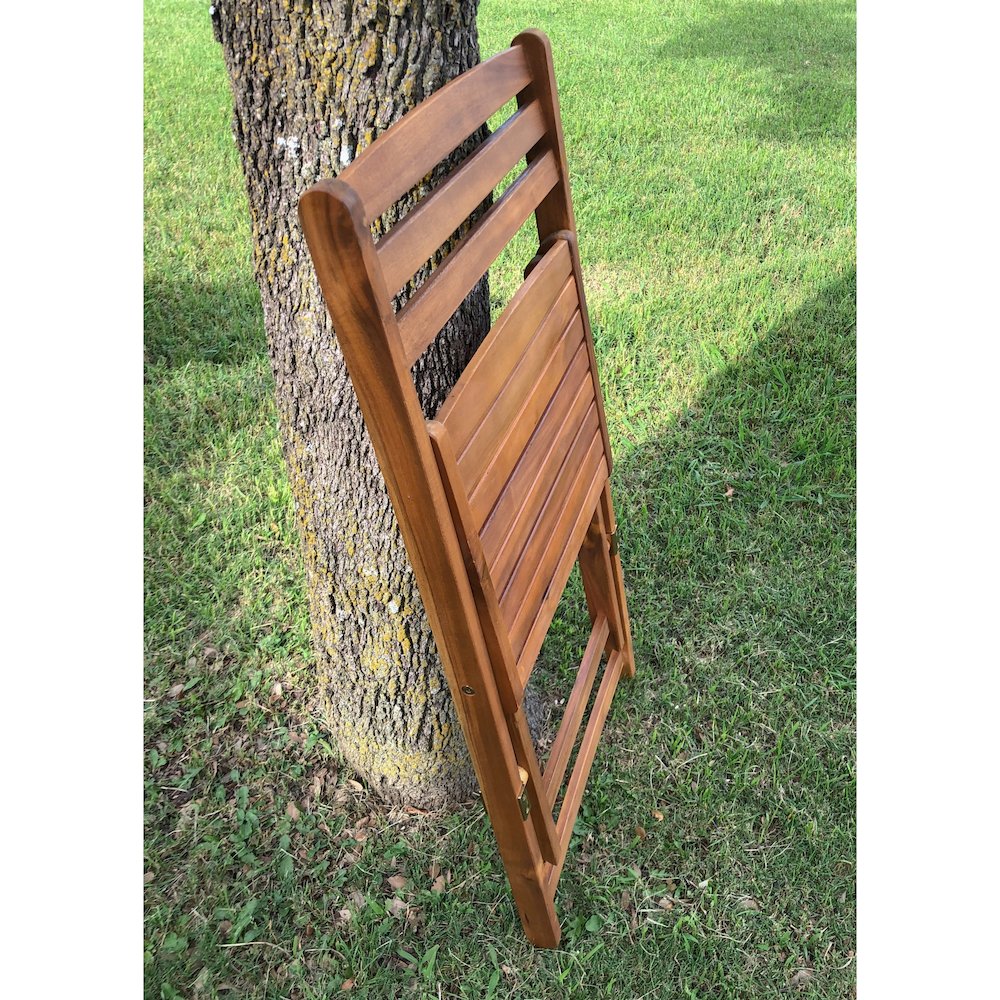 Acacia Wood Folding Chairs (Set of 2), Stain