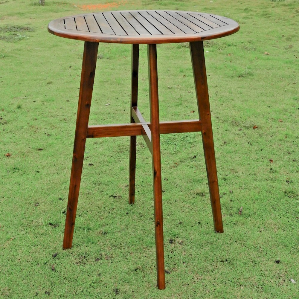 Acacia 32-inch Round Bar Height Table, stain