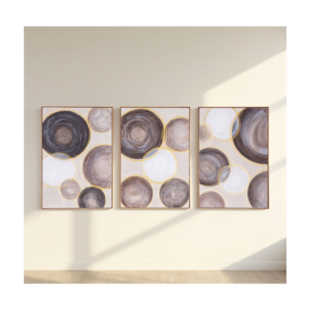 Celestial Spheres Hand Painted Framed Triptych