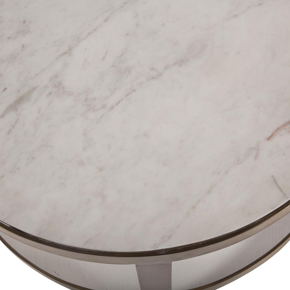 Leonardo White Marble Side Tables with Antique Bonze Base, Set of 2