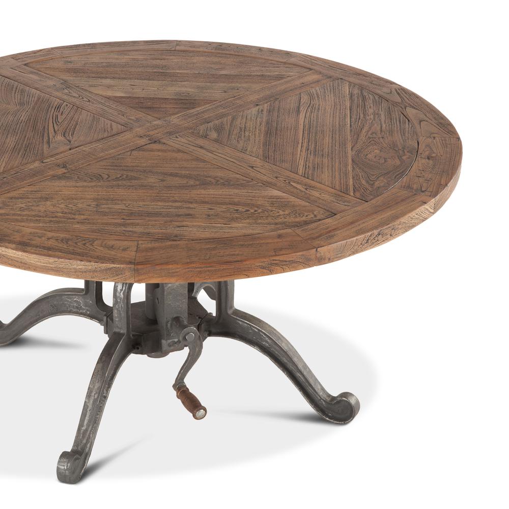 42-Inch Round Coffee Table with Teak Top and Adjustable Crank, Belen Kox