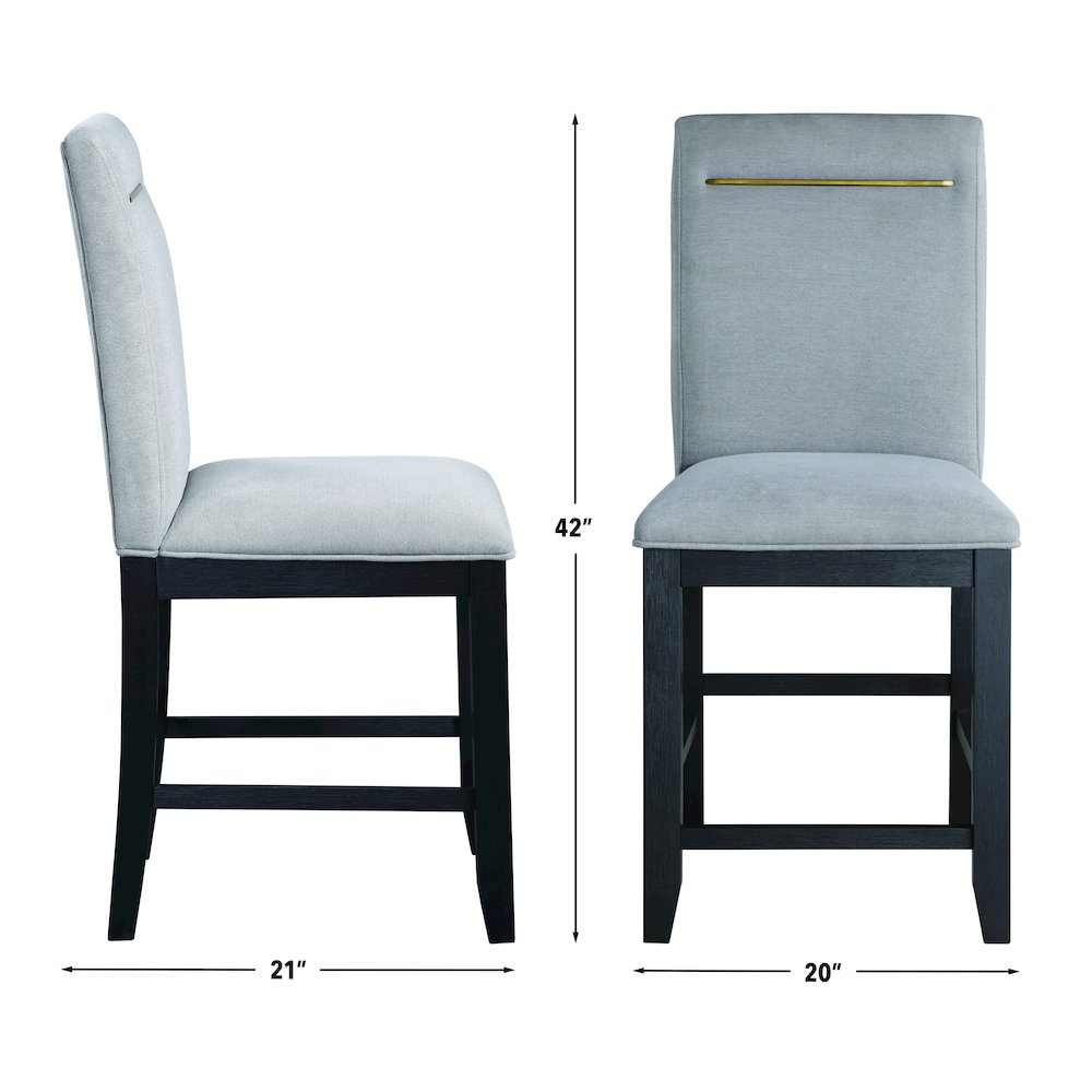 Yves Black Counter Table With 4 Grey Counter Chairs