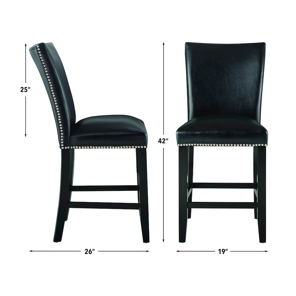 Camila Square 9PC Counter Set Black Chair