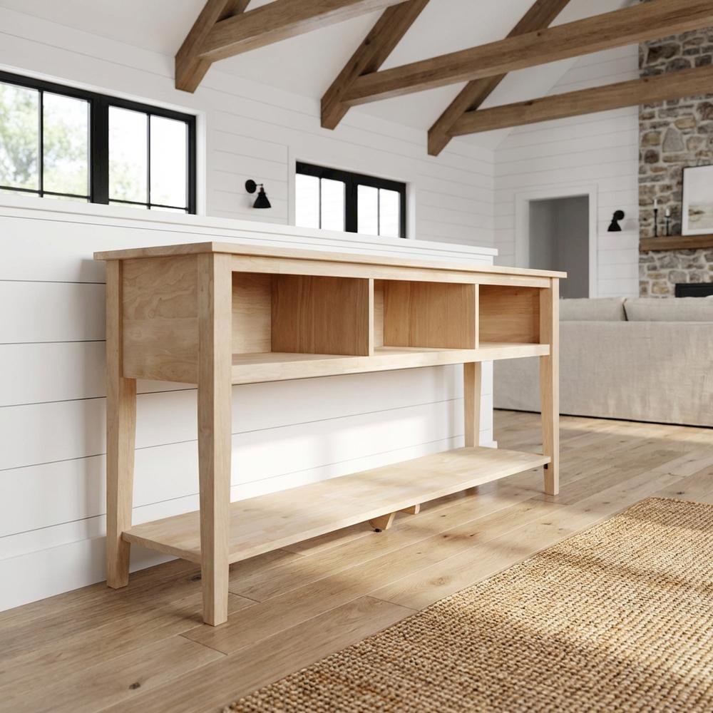 Unfinished 72-Inch TV Stand with Spacious Surface and Sturdy Frame