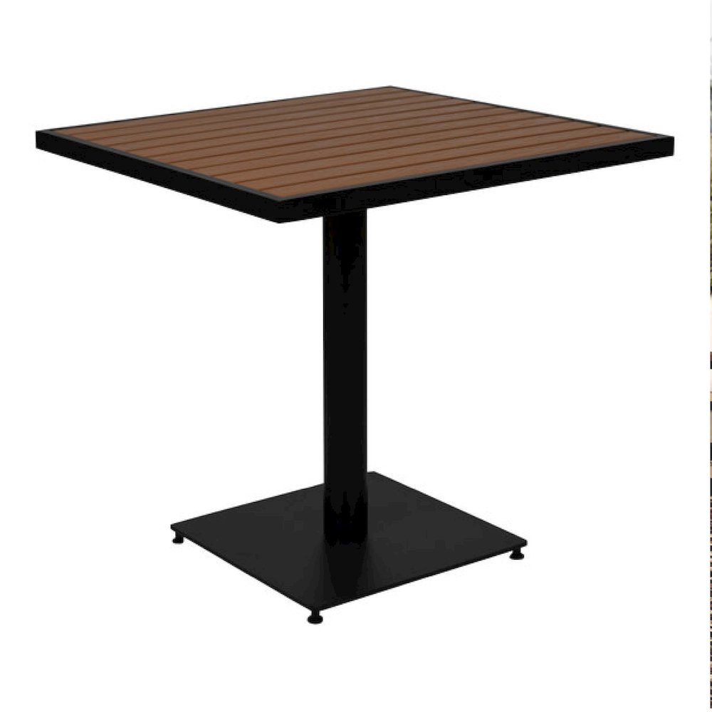 Outdoor Patio Bistro Dining Table with Faux Teak Poly Slats, 30" Square