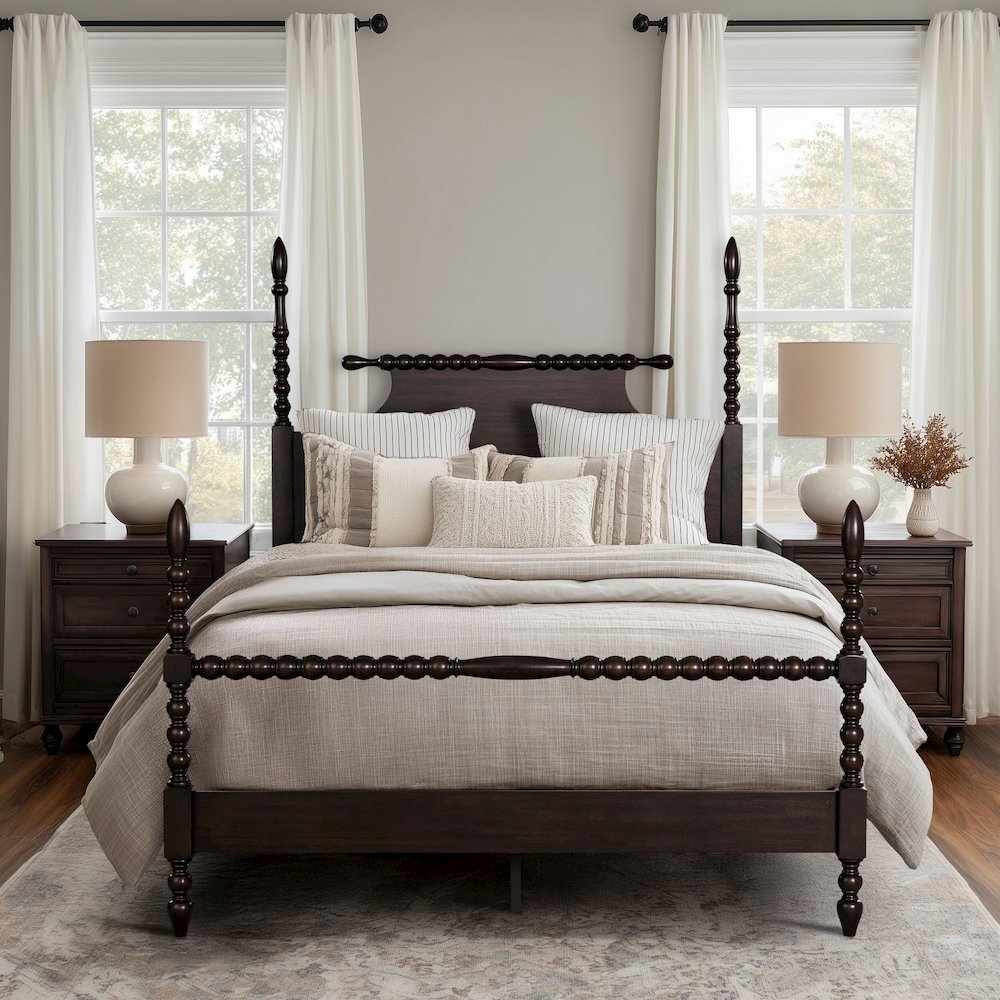 Beckett Turned Wood Spindle Bed, Morocco Brown color