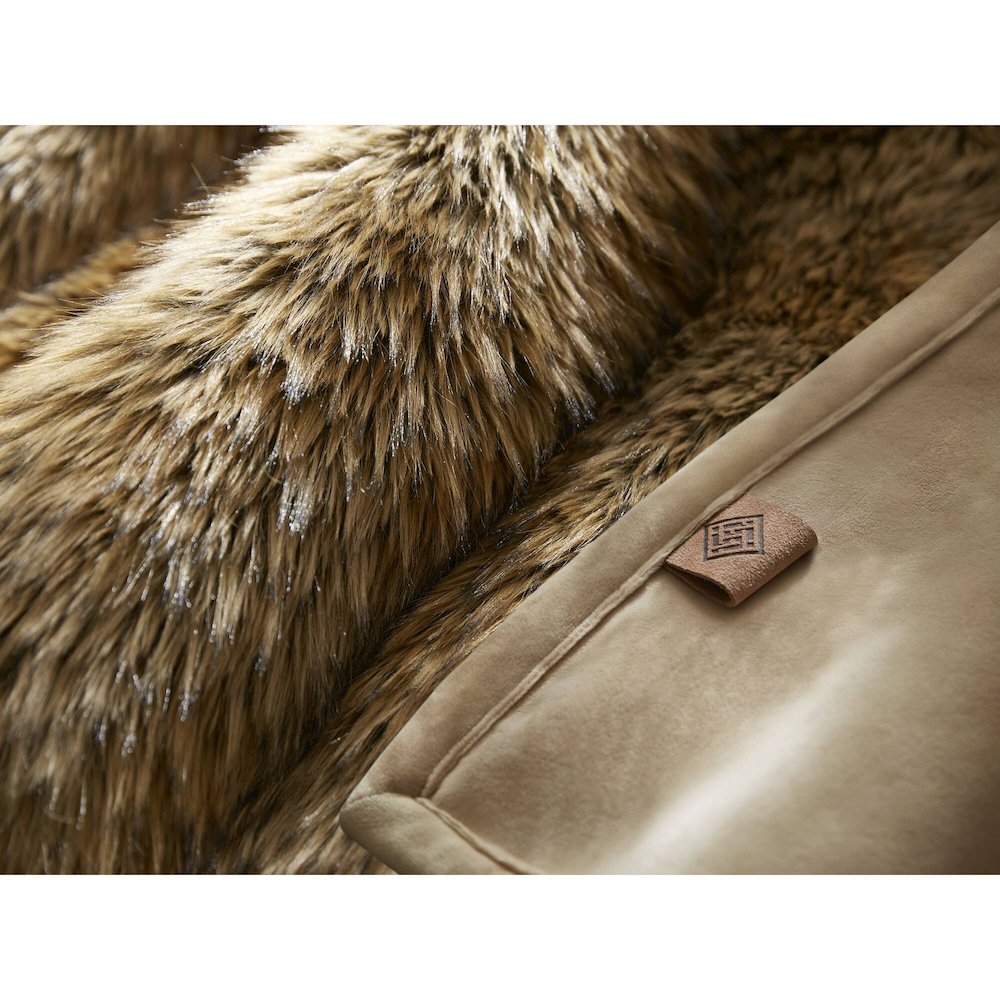 Botswana Animal Faux Fur Throw Blanket, Bobcat color