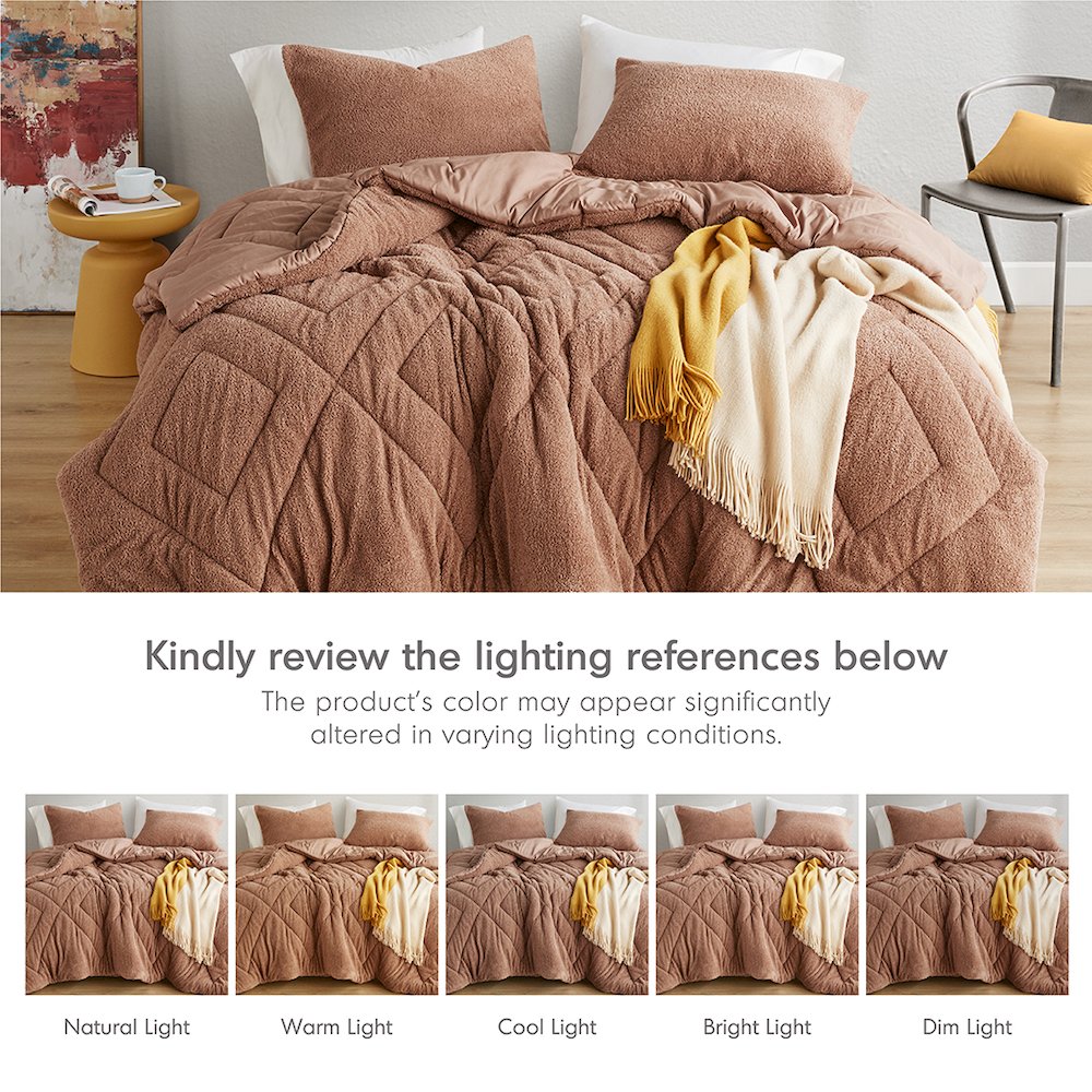 Double Diamond Quilted Teddy Comforter Set