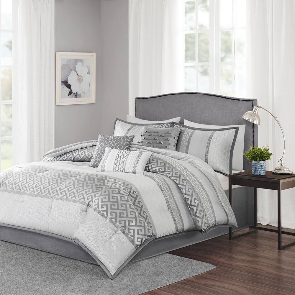 Bennett 7 Piece Comforter Set, Grey color