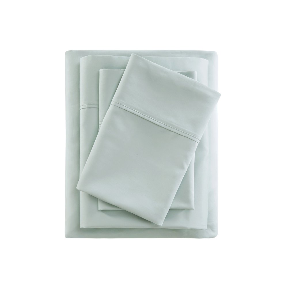 600 Thread Count Cooling Cotton Blend 4 PC Sheet Set, Seafoam color