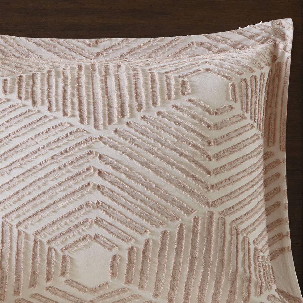 Blush Geometric Clipped Jacquard Comforter Set, Belen Kox
