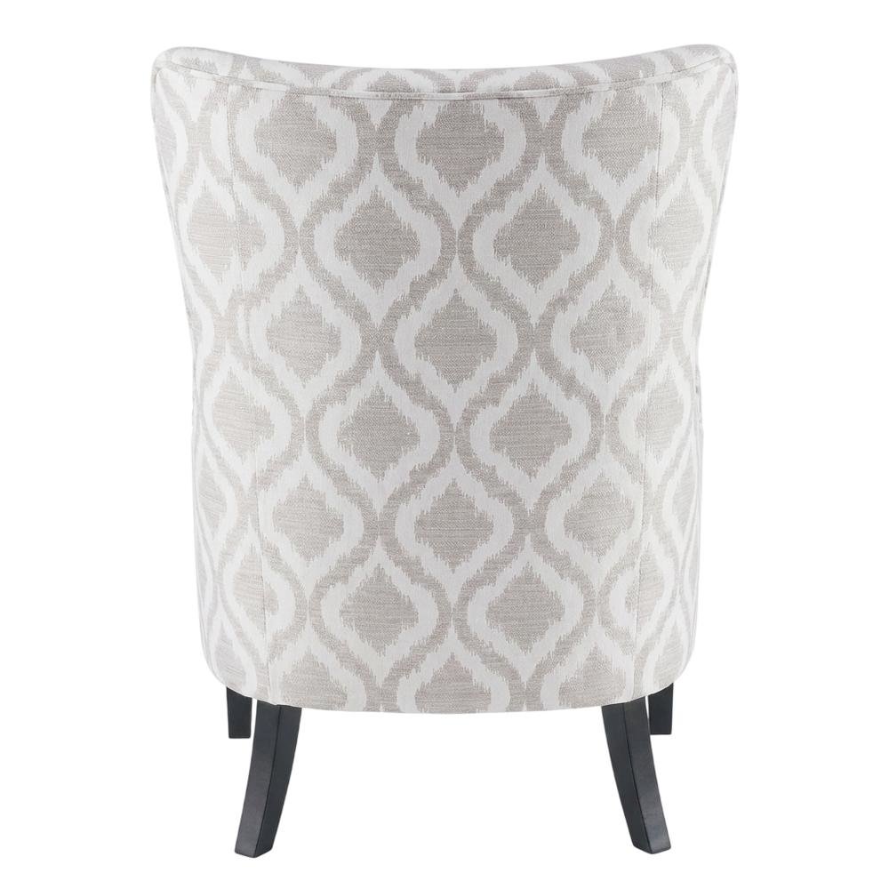 Grey Wingback Accent Chair with Arianna Pattern and Comfortable Design
