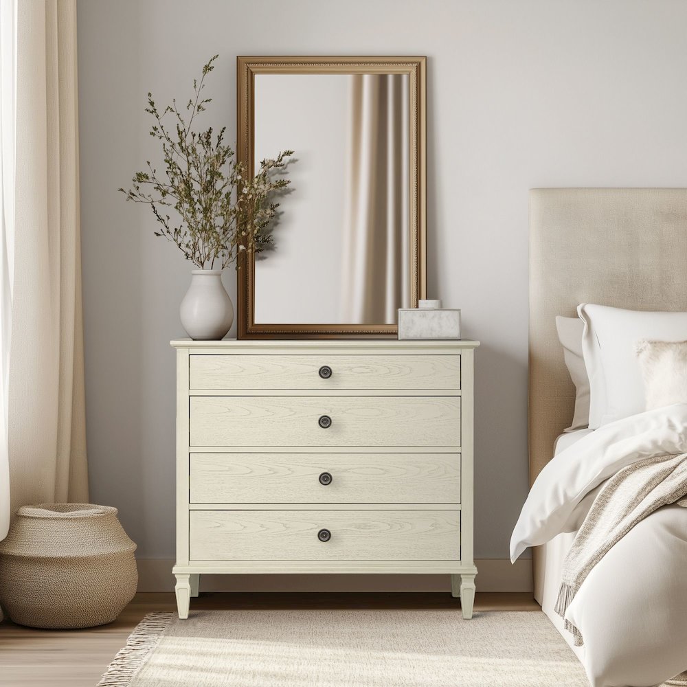 Victoria 4-drawer wood dresser (40"), Antique Cream color