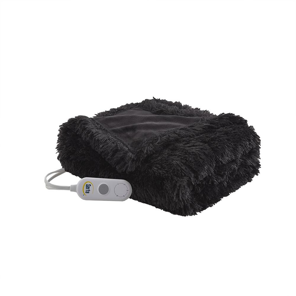 Shaggy Faux Fur Heated Throw