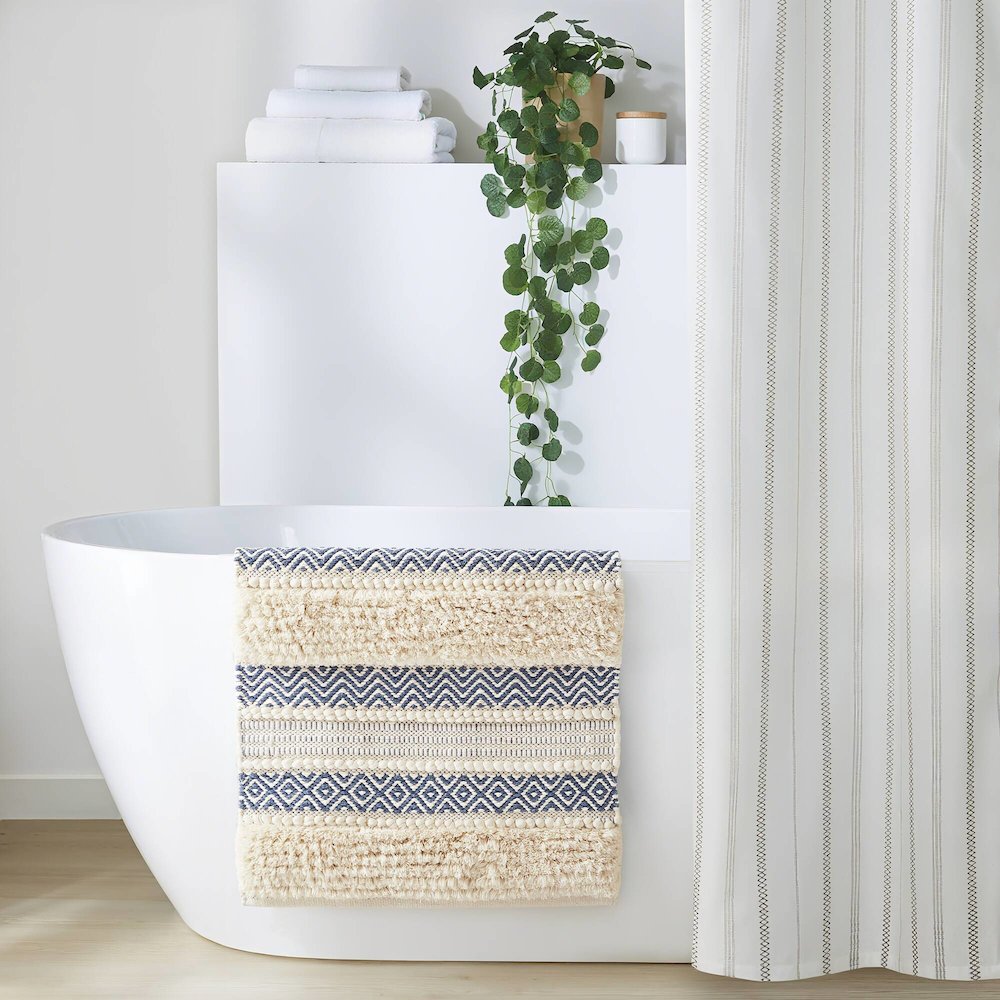 Asher Woven Texture Stripe Bath Rug