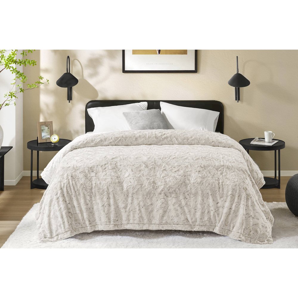 Zuri Faux Fur Blanket, Grey color