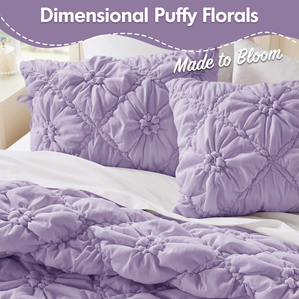 Lily 3PCS Comforter Set, Purple color