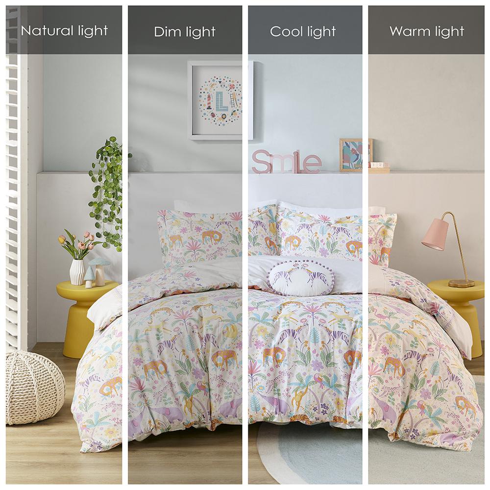 Floral Reversible Cotton Duvet Cover Set with Throw Pillow