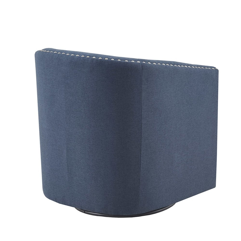 Tyler Upholstered Swivel Barrel Chair with Nailheads