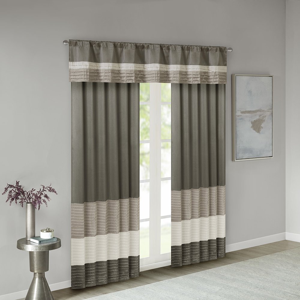 Natural Pintuck Striped Window Valance, Belen Kox