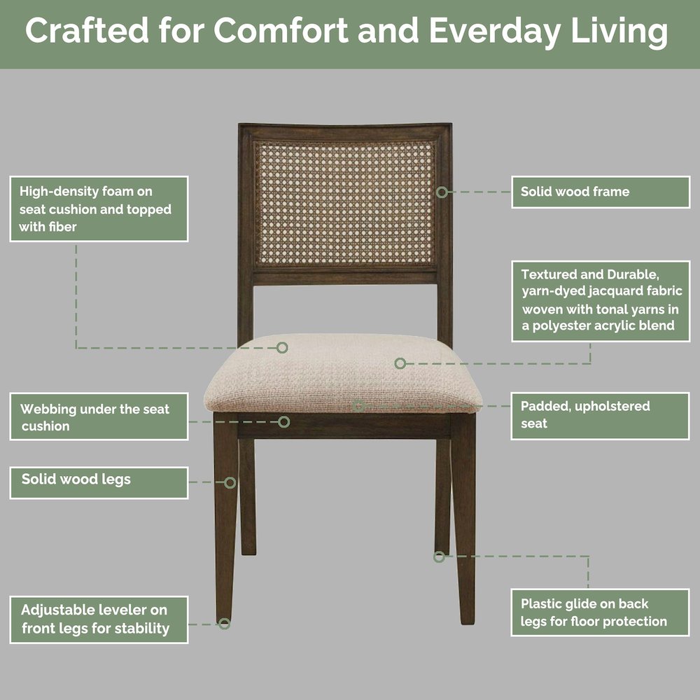 Kelly Rattan & Wood Dining Chair Set of 2