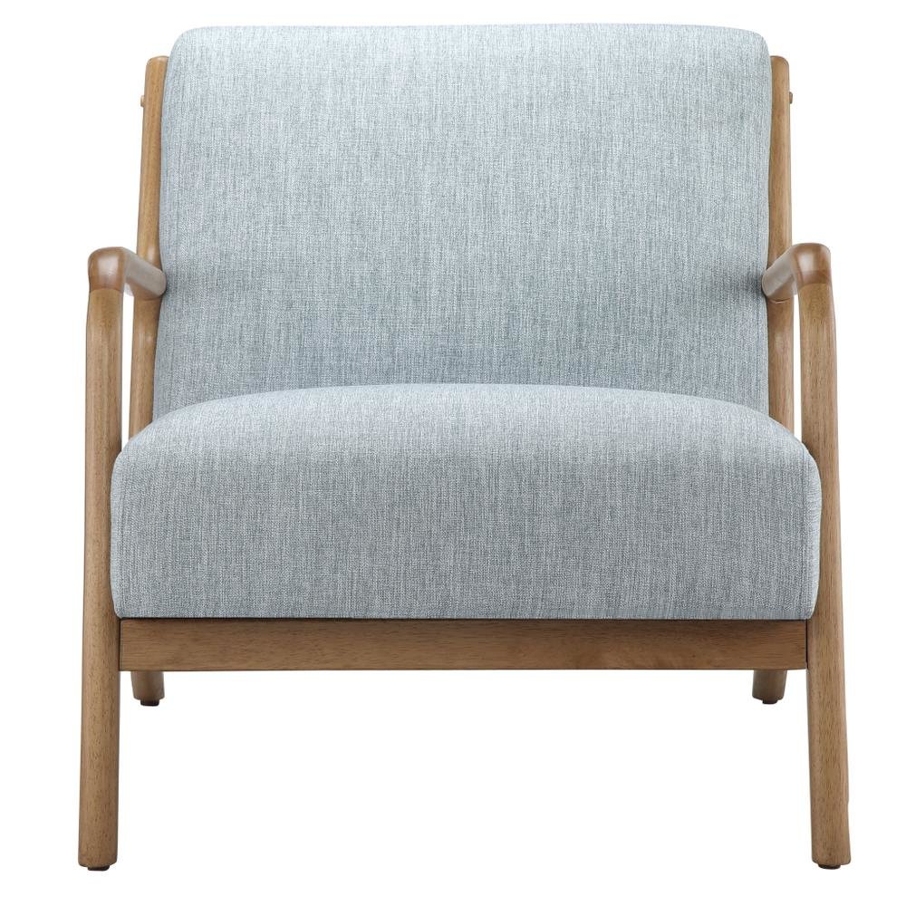 Blue Accent Chair with Rubber Solid Wood Frame for Living Room and Bedroom