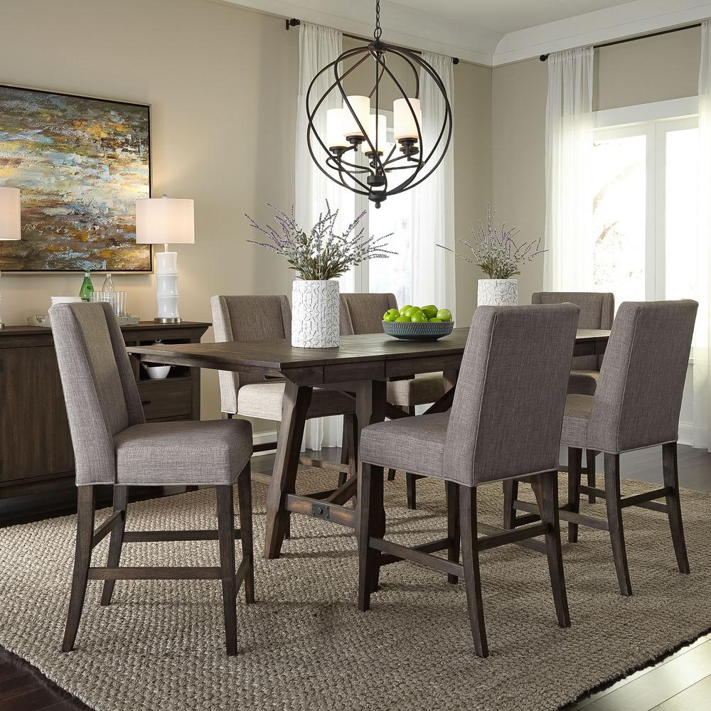 Double Bridge Upholstered Counter Chair (RTA)-Set of 2 in Dark Chestnut