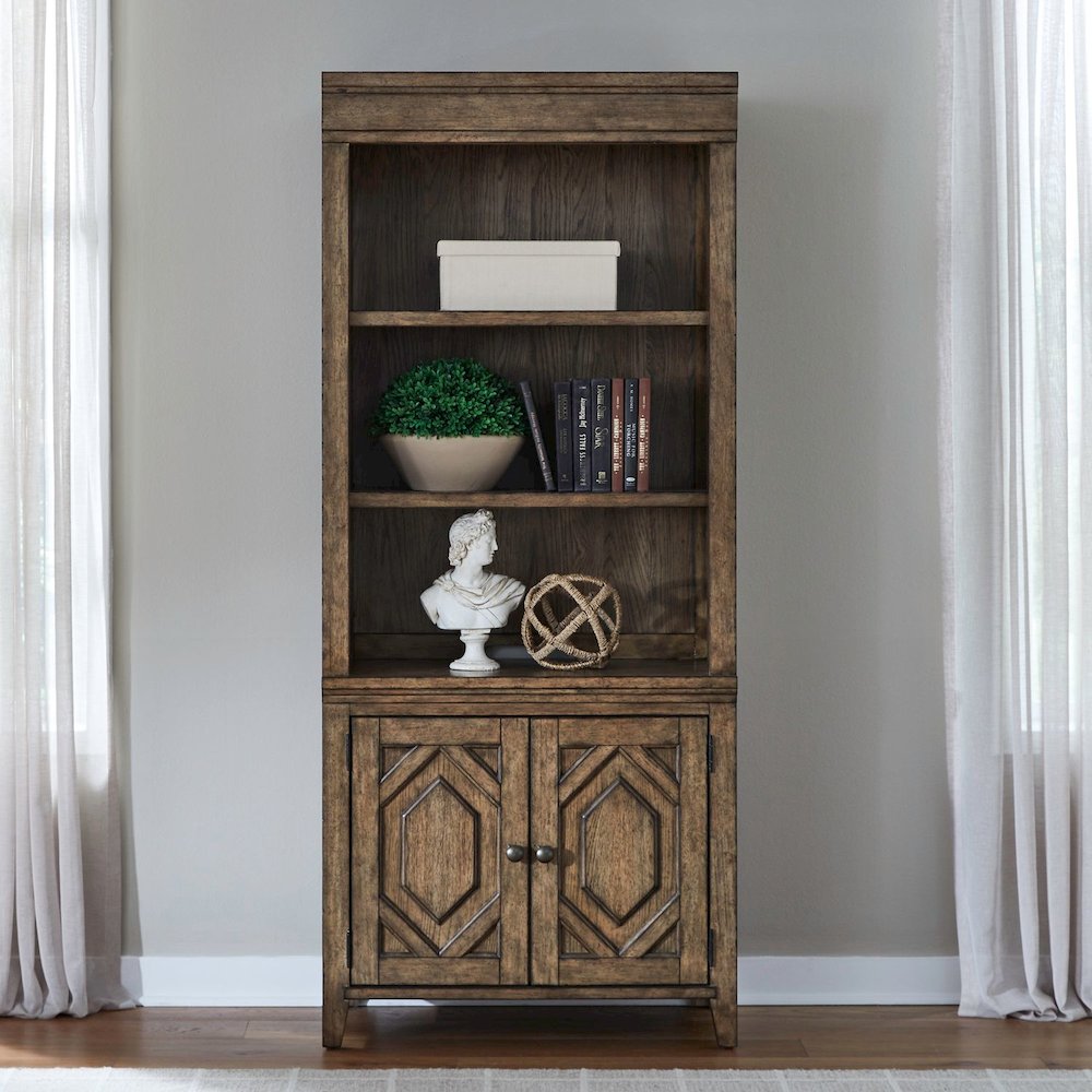 Carolina Park Bunching Bookcase for Living Room Office Storage - Amber Brown