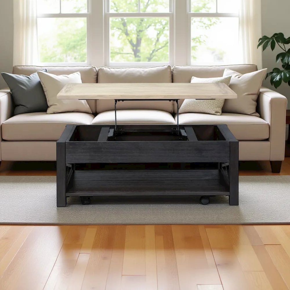 Black Lift Top Cocktail Table – Living Room Center Table and Coffee Table