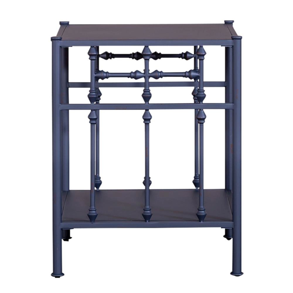 Navy Metal Nightstand – Stylish Metal Side Table for Bedroom or Living Room