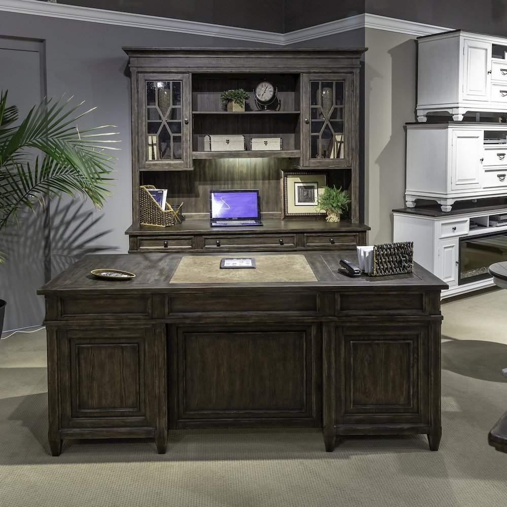 5 Piece Executive Set in Rubberwood Solids w/ Split Heart White Oak Veneers
