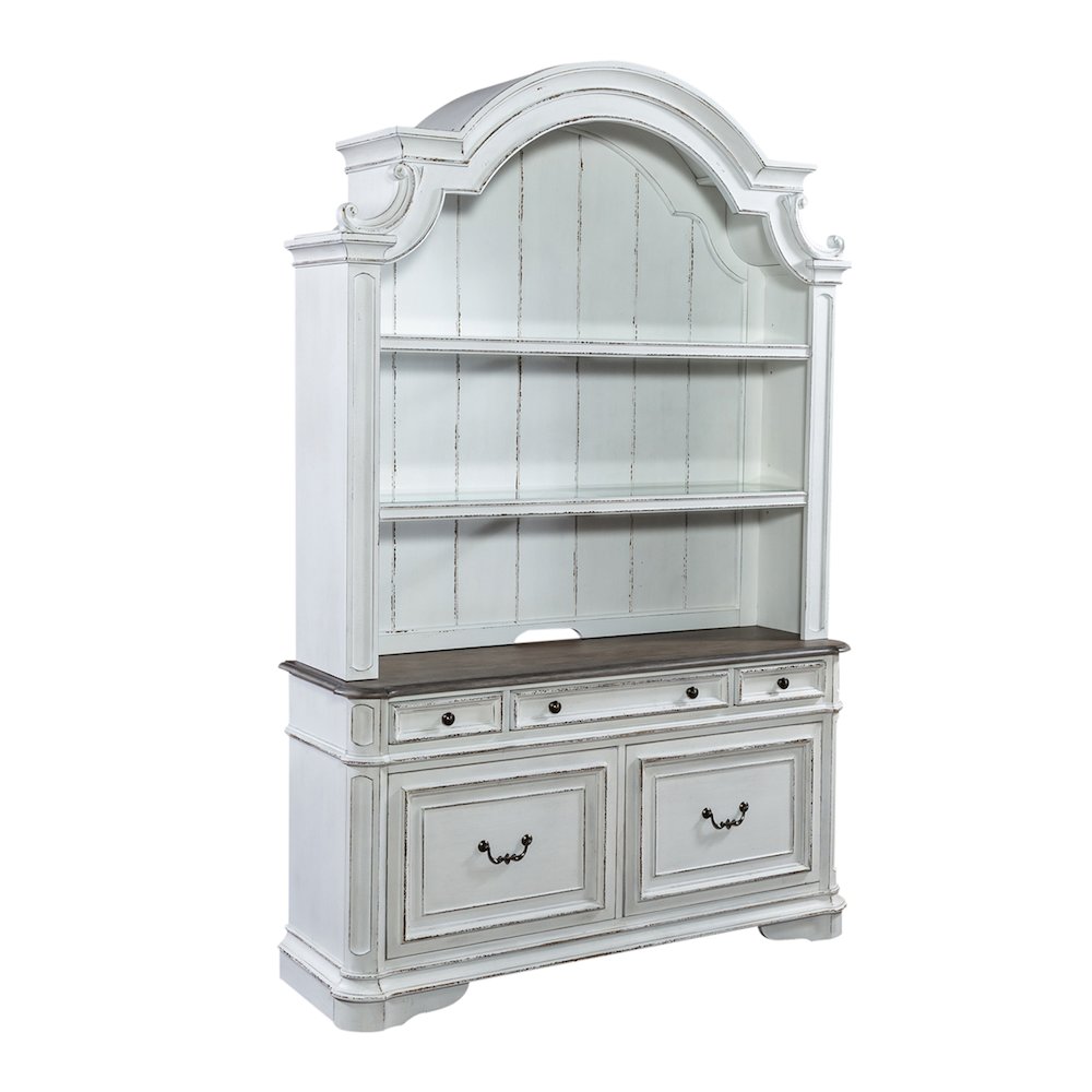 Opt Credenza & Hutch in Rubberwood Solids w/ White Oak & Birch Veneers
