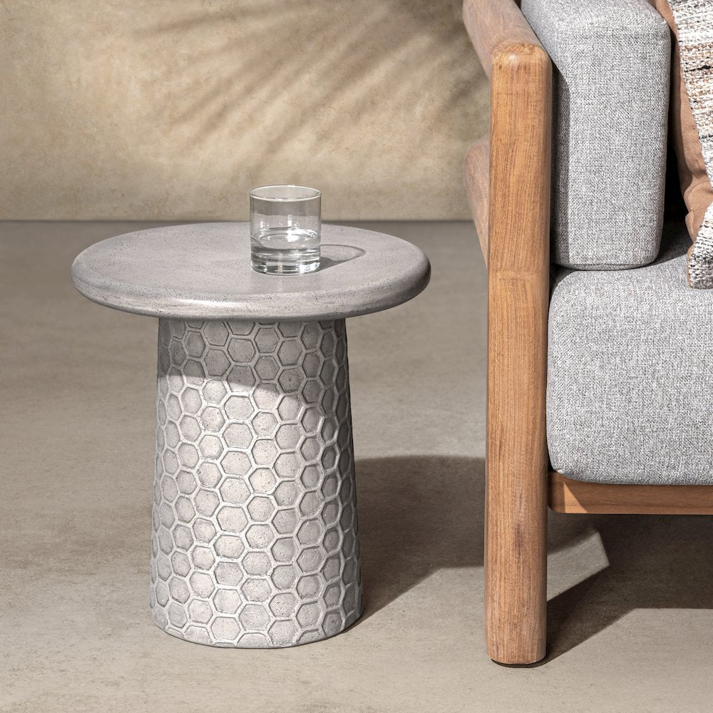Delaine Outdoor Concrete Accent Table